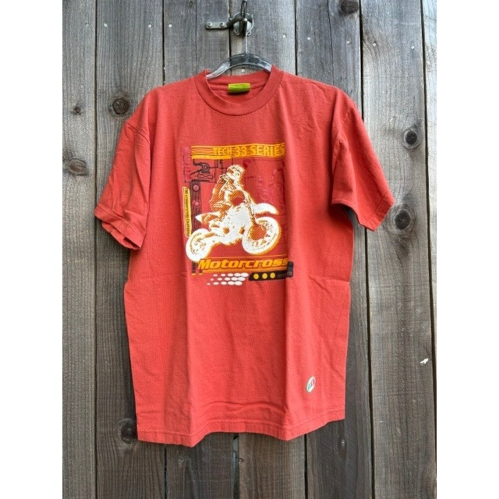 Vintage 90s MD Motocross Graphic Tee Size L Made in USA Heavyweight Dirt Bike